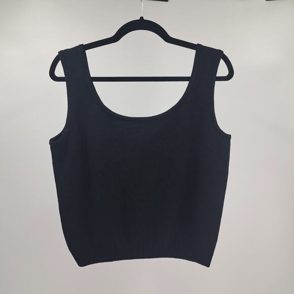 St. John Basics Tank Top And Skirt Set L 12 Santana Knit Crop Mini Vintage Black - Picture 8 of 12